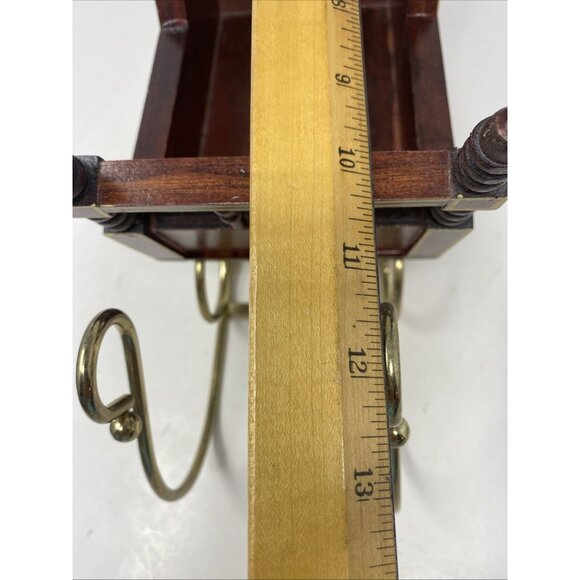 Vtg Wooden Christmas Santa Sleigh Display with Brass Metal Runners Holiday 13x5” - Picture 8 of 13